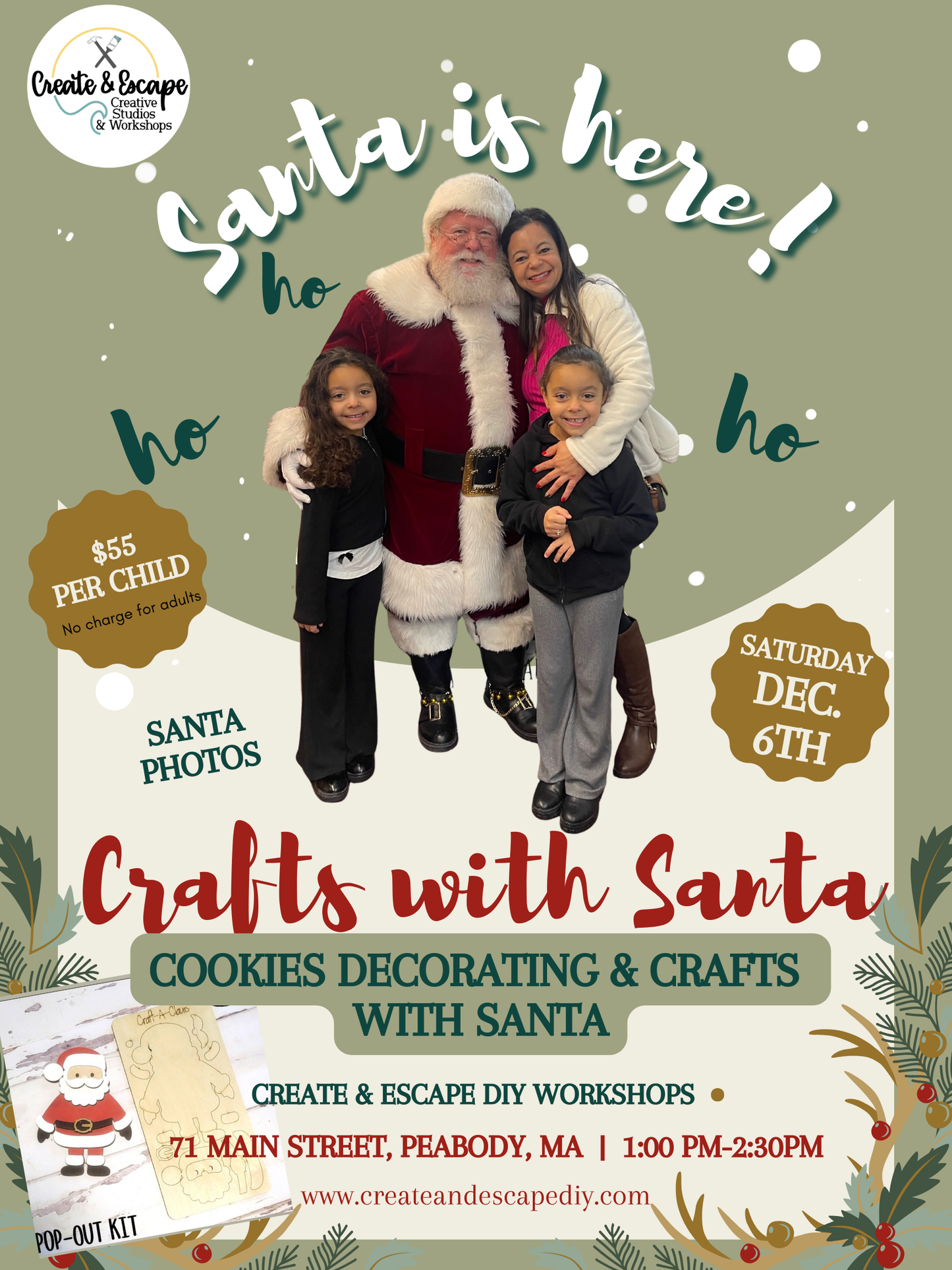 12.6.25 Sat @1pm, Kids Cookie Decorating & Crafts with Santa!