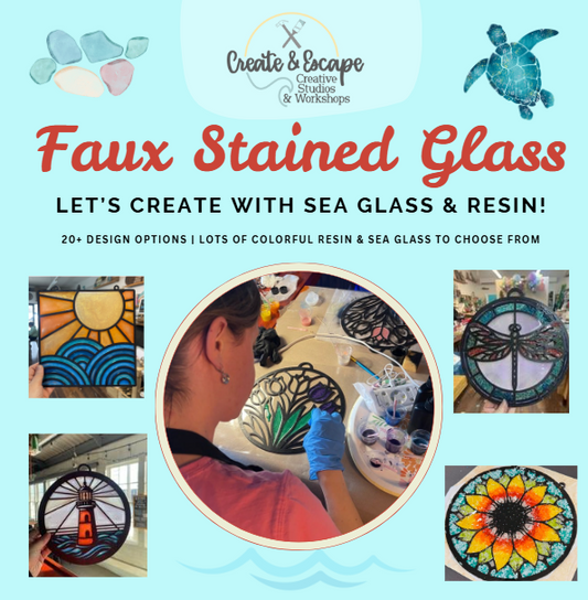 Coastal-Inspired Faux Stained Glass Experience Friday 6pm 8.22.25