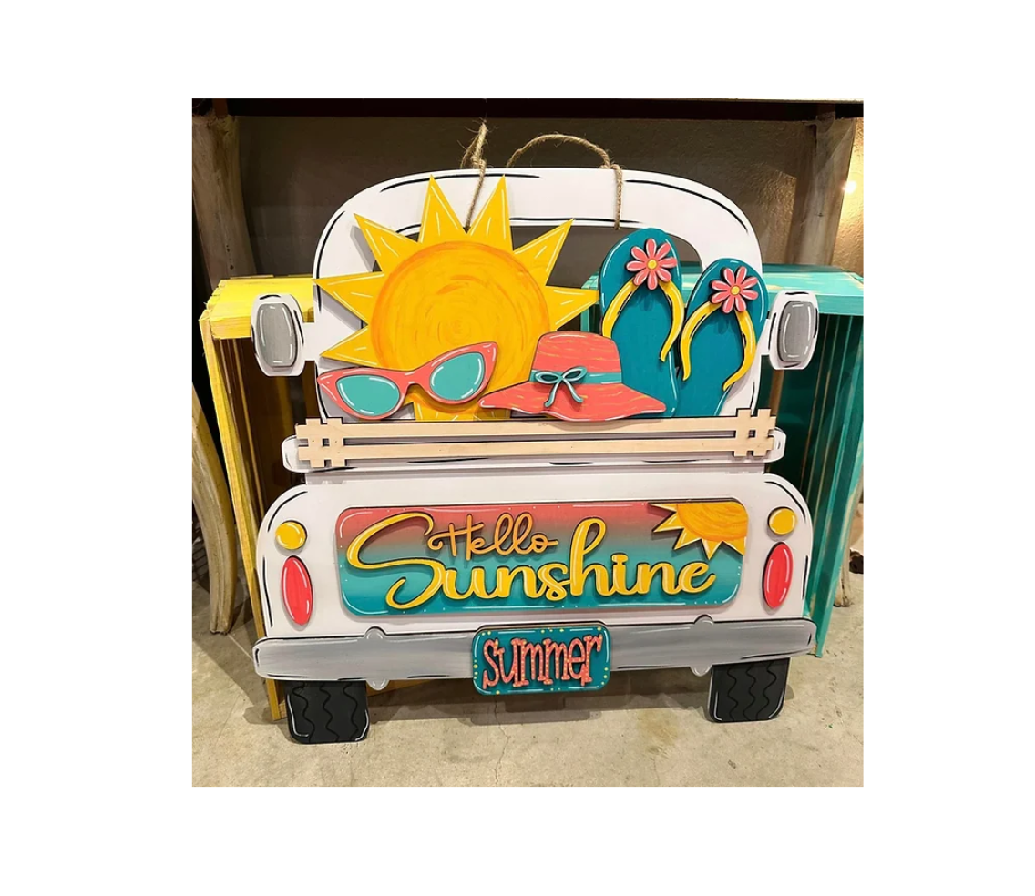 Summer Truck Wood Round 3D | Design 51