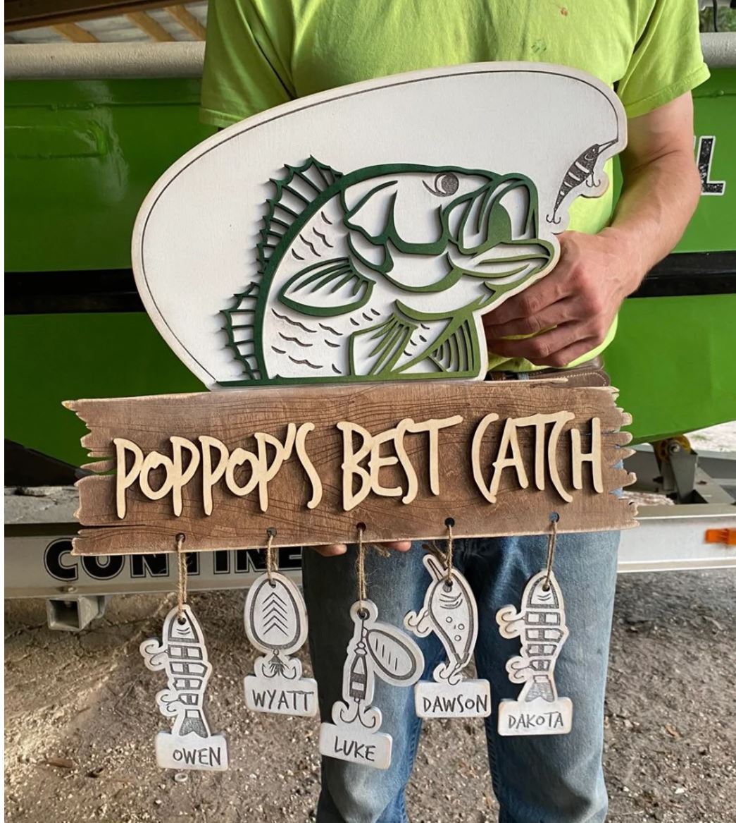 Fishing Fathers Day (Name can change) Sign 3D | Design 4