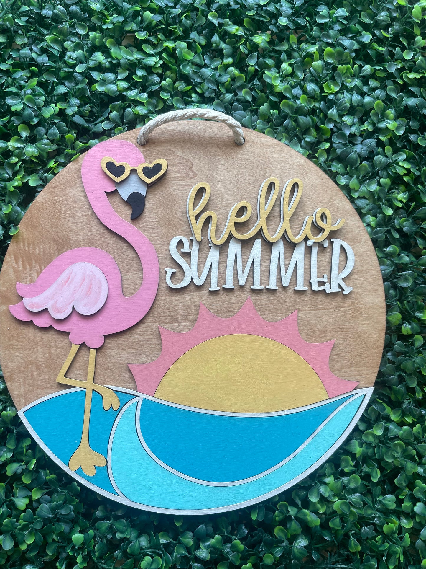 Hello Summer flamingo round 3D | Design #1628