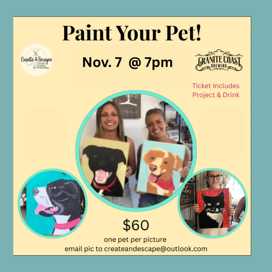Paint your pet - 11/7/25 @7pm - Granite Coast Brewing Co  | Open Workshops