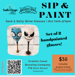 10/14 7 pm Sip & Paint Jack & Sally Wine Glasses @ Granite Coast Brewing Co | Open Workshop
