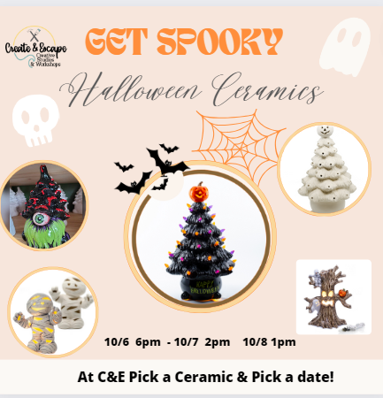 Family Halloween Ceramics 10/7- 2pm @ Create & Escape | Open Workshop