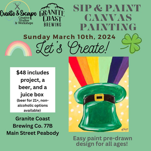 St. Patrick's Day Canvas Paint + Sip | March 10th at 2:00 PM at Granite Coast Brewing Co.