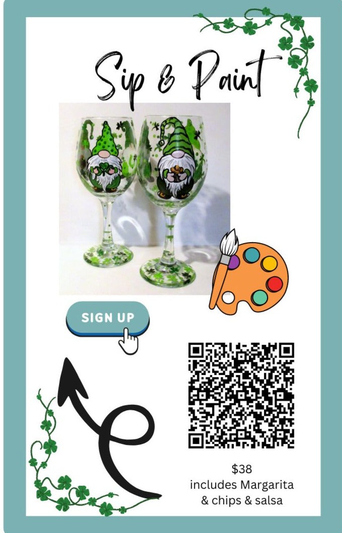 St. Patrick's Wine Glass Sip & Paint | 3.14.2024 at 7:00 at Nex Mex!