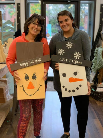 Reversible 11x36 Scarecrow + Snowman - Porch Sign | Design #1315