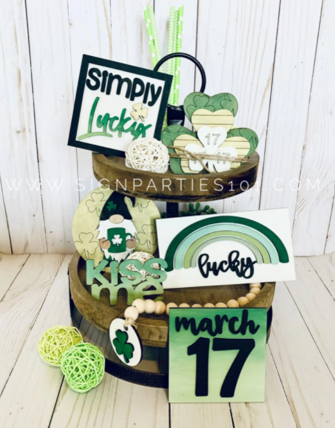 St Patrick's Day, Tiered Tray & 6pc Set | Design #1510