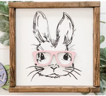Bunny Face with Glasses, 3D, Framed | Design #1525