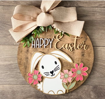 Happy Easter Bunny with Flowers, 3D | Design #1548