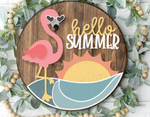 Hello Summer flamingo round 3D | Design #1628