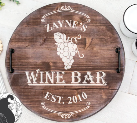 Wine Bar with grapes, personalized (18" round) | Design #1738
