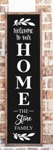 Welcome Sign with leaves - Porch Sign | Design #5004