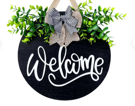 TOP SELLER Welcome simple (greens & bow are an add on| Design #5017