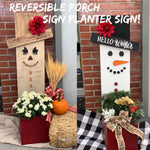 Reversible Porch Planter 11x48 Scarecrow + Snowman | Design #603