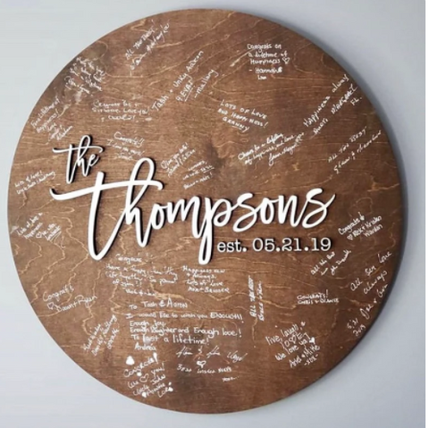 Wedding Guest Book 3D, personalized (24" Round) | Design #849