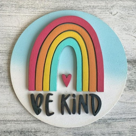 Be Kind Rainbow 3D (12" round) - Kids DIY-at-Home Kit | Design #929
